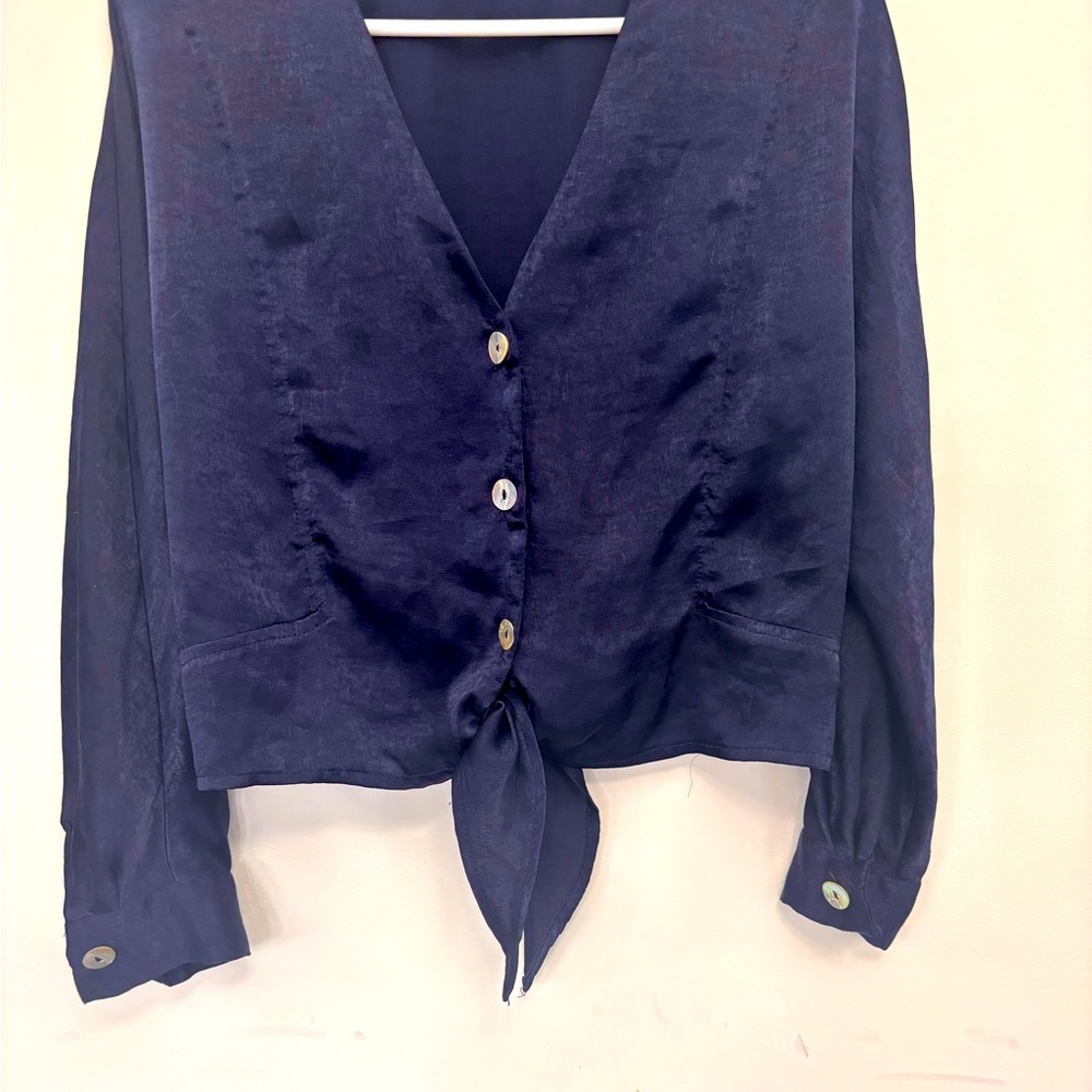 Navy Button-Up Women's Top, size 2
